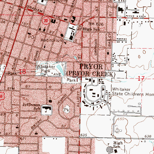 Topographic Map of City of Pryor Creek, OK