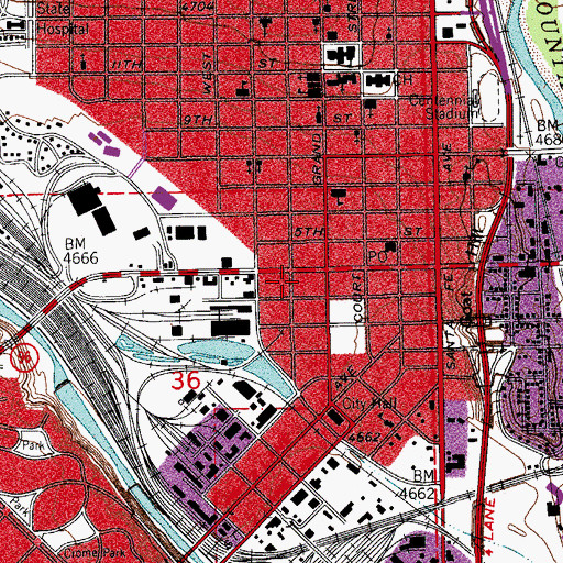 Topographic Map of City of Pueblo, CO