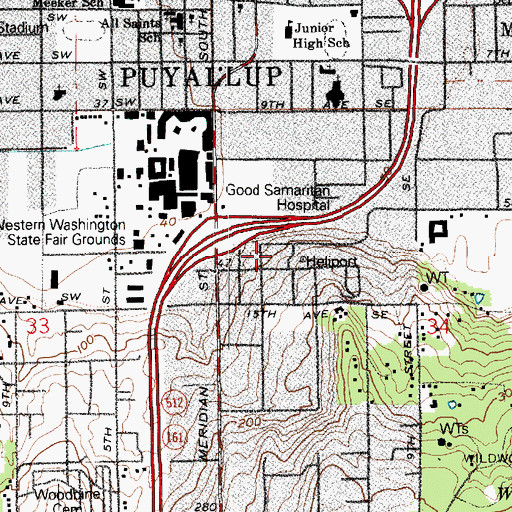 Topographic Map of City of Puyallup, WA