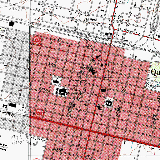 Topographic Map of City of Quanah, TX