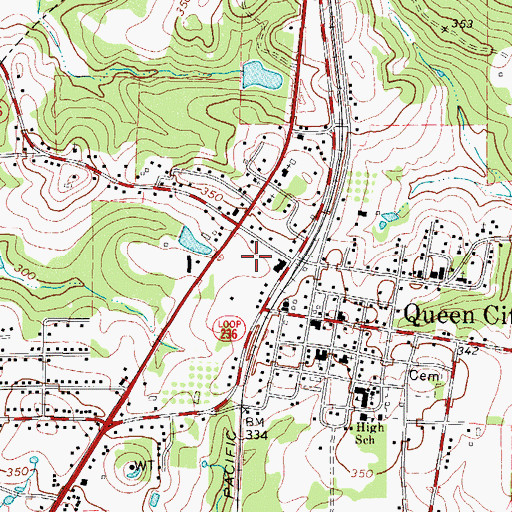 Topographic Map of City of Queen City, TX