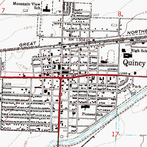 Topographic Map of City of Quincy, WA