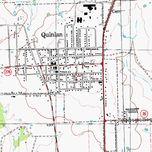 Topographic Map of City of Quinlan, TX