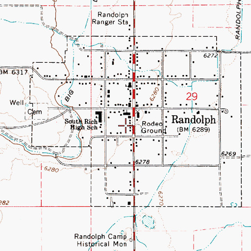 Topographic Map of Town of Randolph, UT