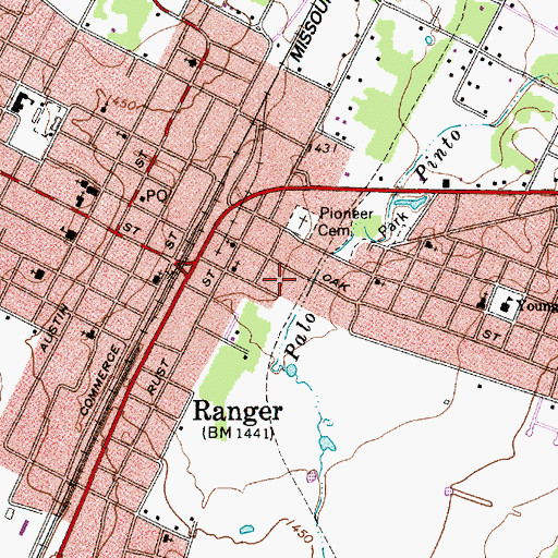 Topographic Map of City of Ranger, TX