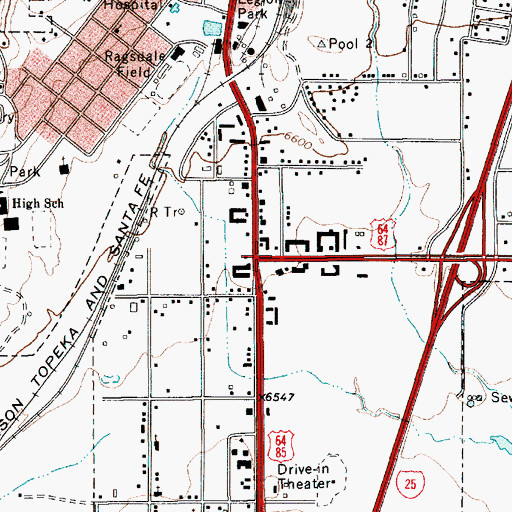 Topographic Map of City of Raton, NM
