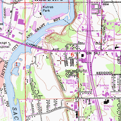 Topographic Map of City of Redding, CA