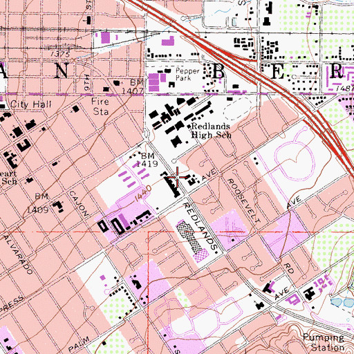 Topographic Map of City of Redlands, CA