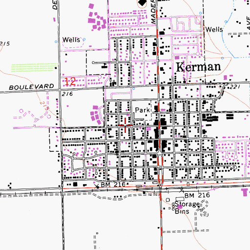 Topographic Map of City of Kerman, CA