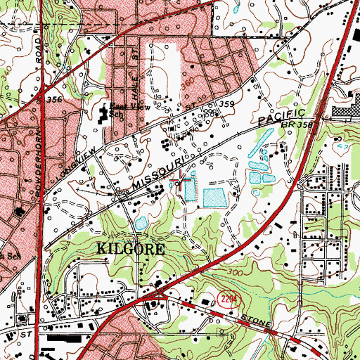 Topographic Map of City of Kilgore, TX