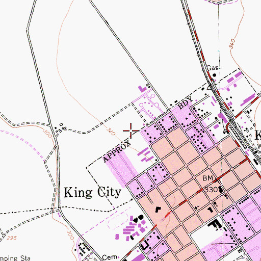 Topographic Map of City of King City, CA