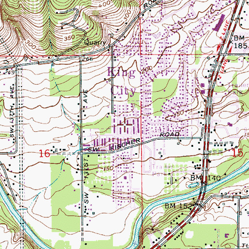 Topographic Map of City of King City, OR