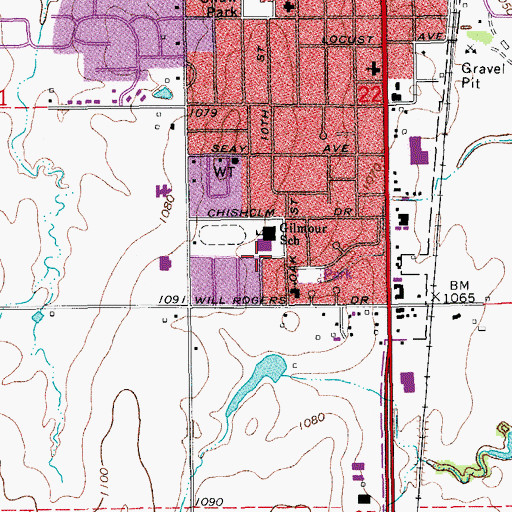 Topographic Map of City of Kingfisher, OK