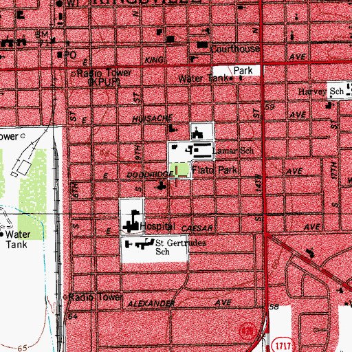 Topographic Map of City of Kingsville, TX