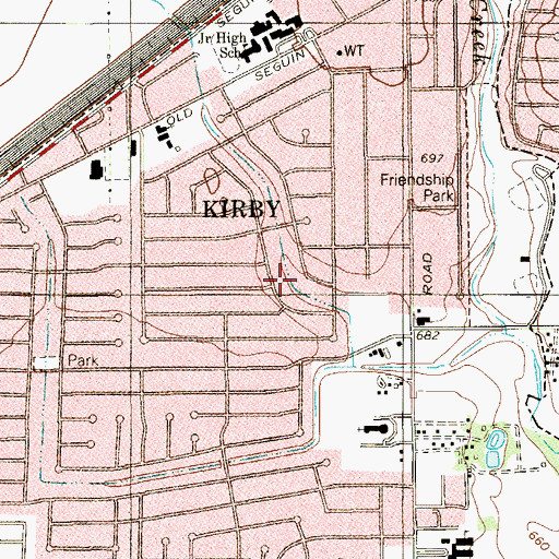 Topographic Map of City of Kirby, TX