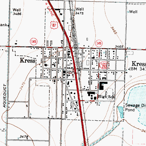 Topographic Map of City of Kress, TX