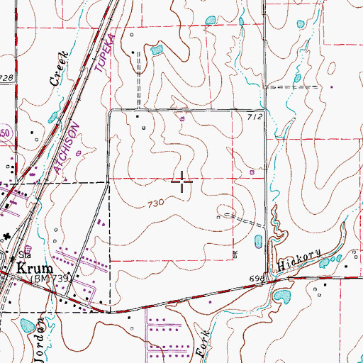 Topographic Map of City of Krum, TX