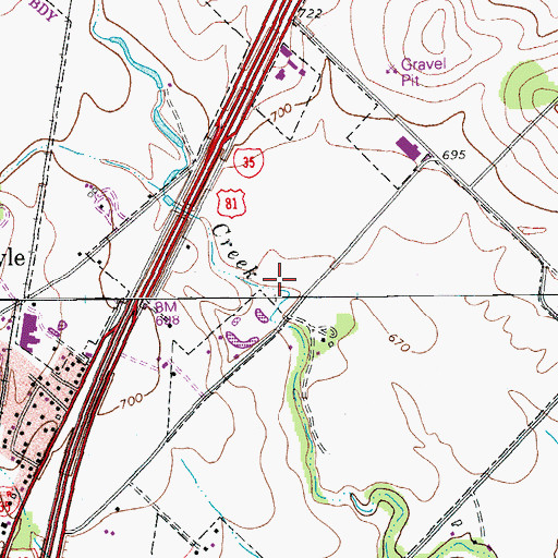 Topographic Map of City of Kyle, TX