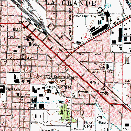 Topographic Map of City of La Grande, OR