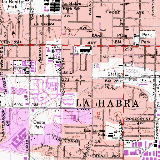 Topographic Map of City of La Habra, CA