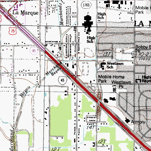Topographic Map of City of La Marque, TX