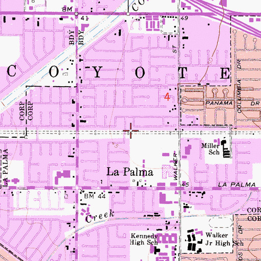 Topographic Map of City of La Palma, CA