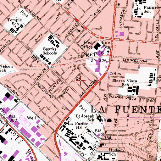 Topographic Map of City of La Puente, CA