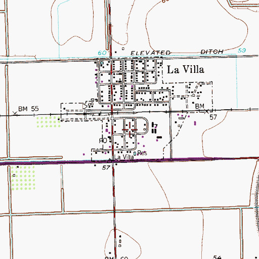 Topographic Map of City of La Villa, TX