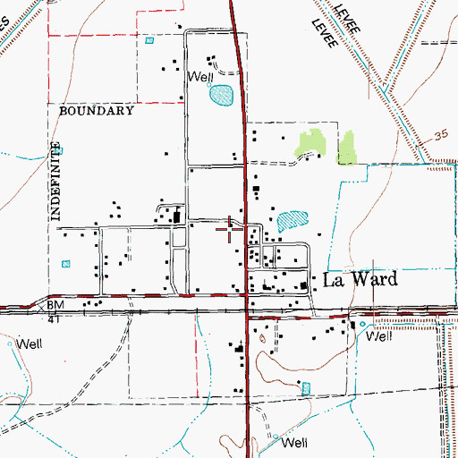 Topographic Map of City of La Ward, TX