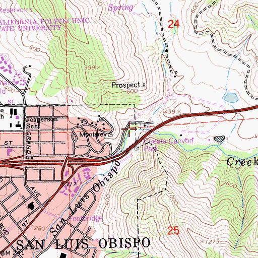 Topographic Map of Cuesta Canyon County Park, CA