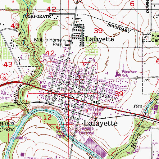 Topographic Map of City of Lafayette, OR