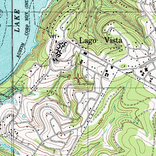 Topographic Map of City of Lago Vista, TX