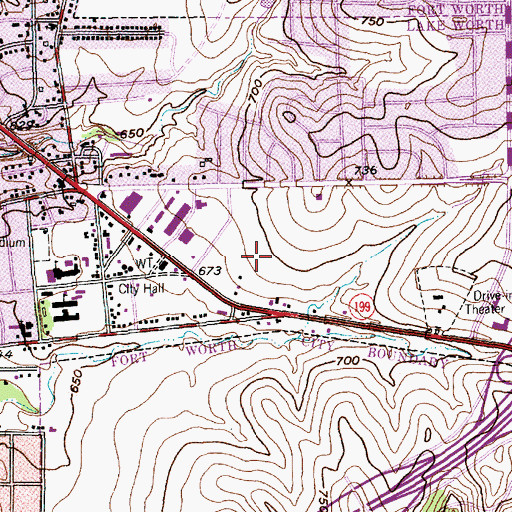 Topographic Map of City of Lake Worth, TX