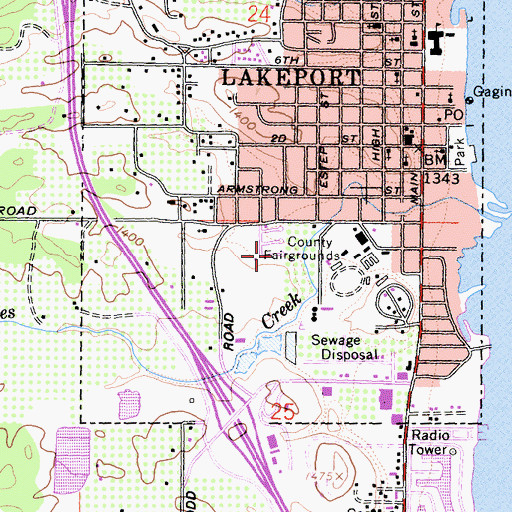 Topographic Map of City of Lakeport, CA