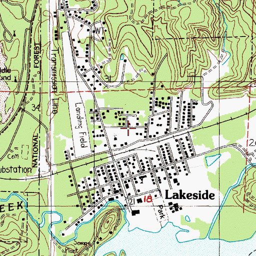 Topographic Map of City of Lakeside, OR