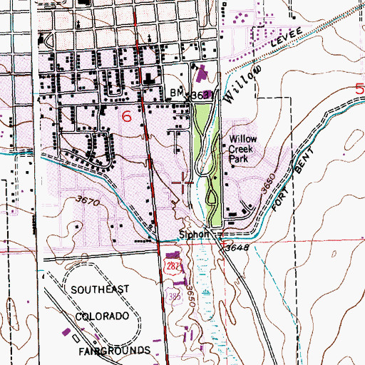 Topographic Map of City of Lamar, CO