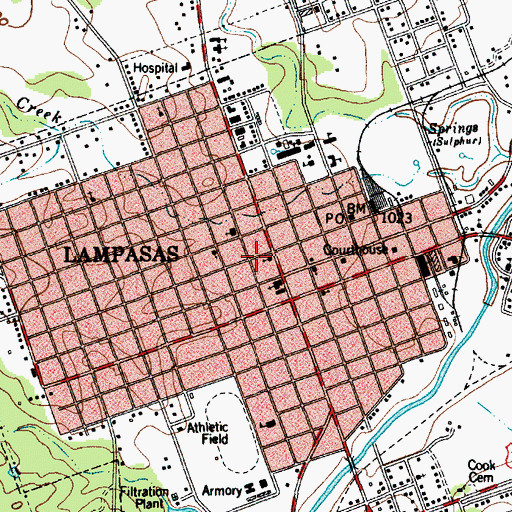 Topographic Map of City of Lampasas, TX