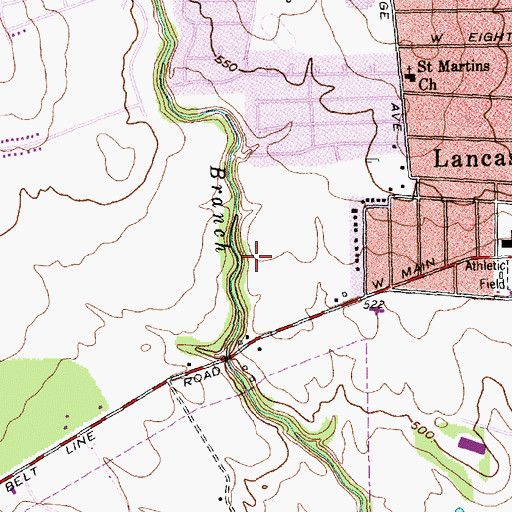 Topographic Map of City of Lancaster, TX