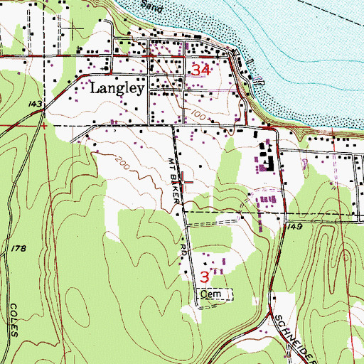 Topographic Map of City of Langley, WA