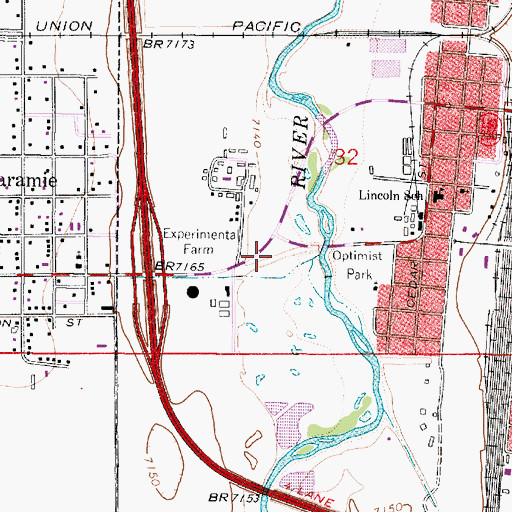 Topographic Map of City of Laramie, WY