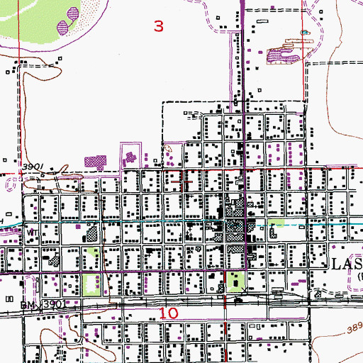 Topographic Map of City of Las Animas, CO