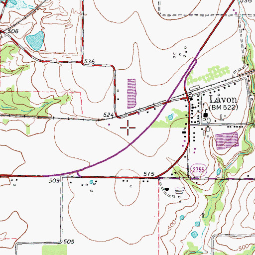 Topographic Map of City of Lavon, TX
