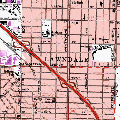 Topographic Map of City of Lawndale, CA