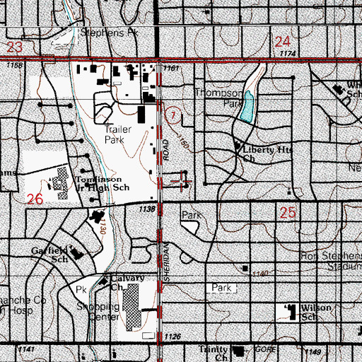 Topographic Map of City of Lawton, OK