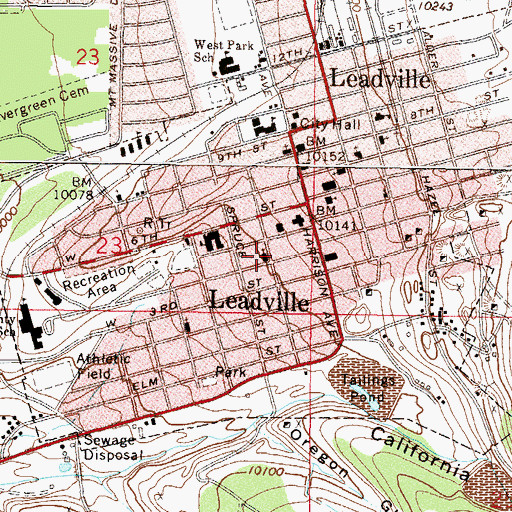 Topographic Map of City of Leadville, CO