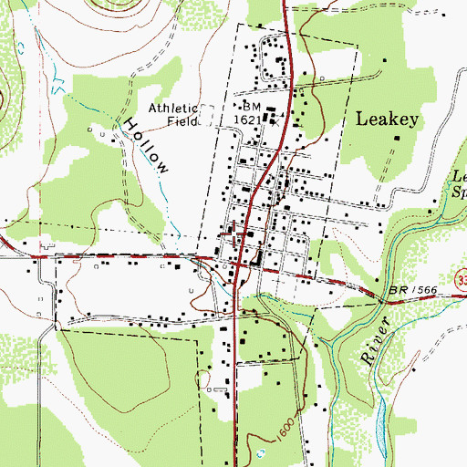 Topographic Map of City of Leakey, TX