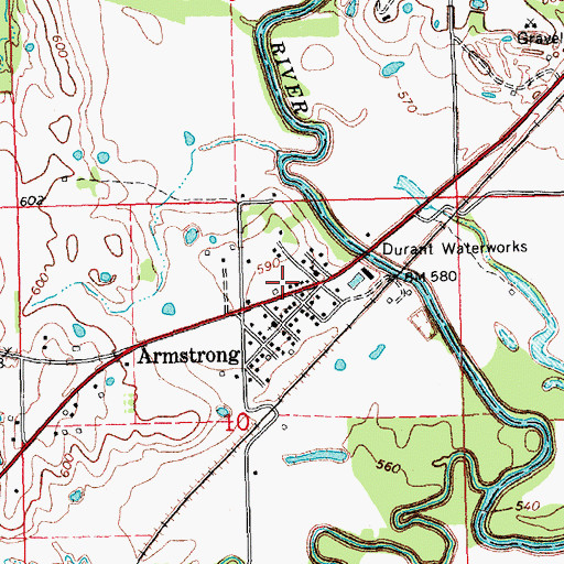 Topographic Map of Town of Armstrong, OK