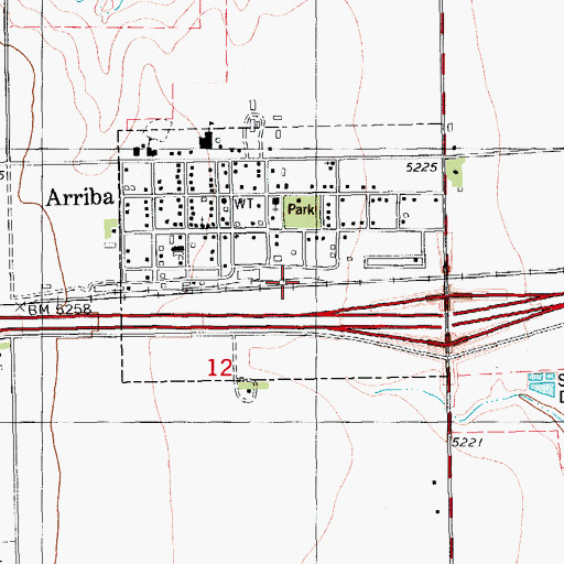 Topographic Map of Town of Arriba, CO