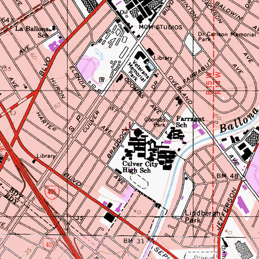 Topographic Map of Culver City Senior High School, CA