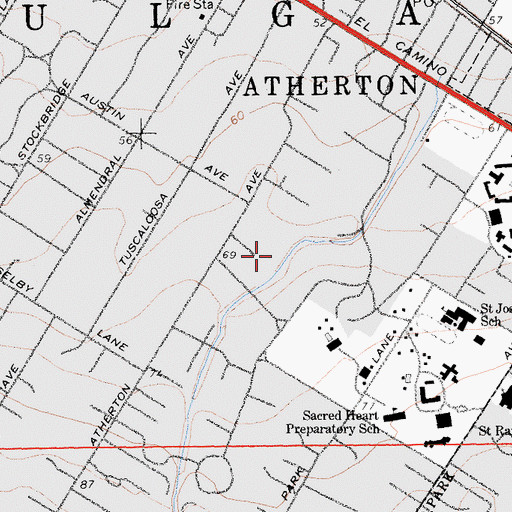 Topographic Map of Town of Atherton, CA